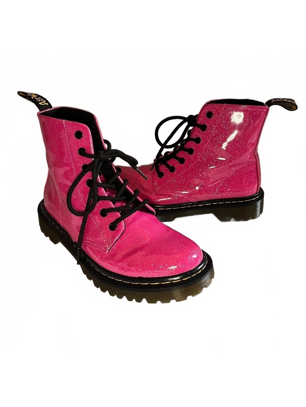 Dr. Martens Luana Hot Pink Glitter Combat Boots Size 7